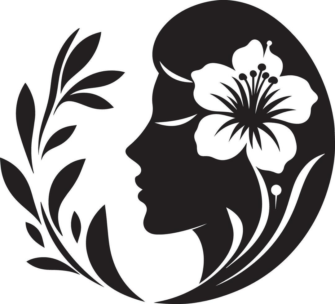 A woman's face with flowers in the background vector