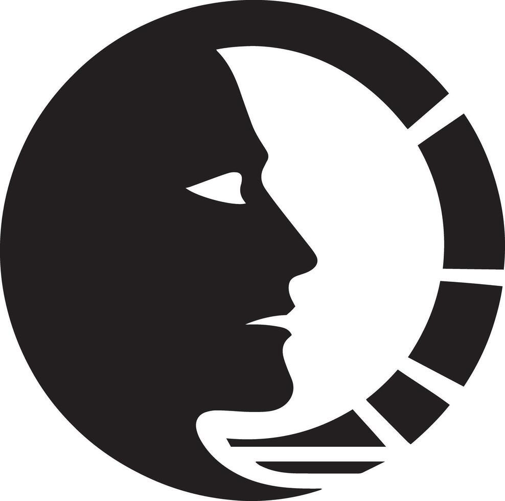 The logo for the company is a black and white image of a man's face vector