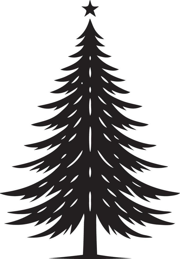A black and white silhouette of a christmas tree vector