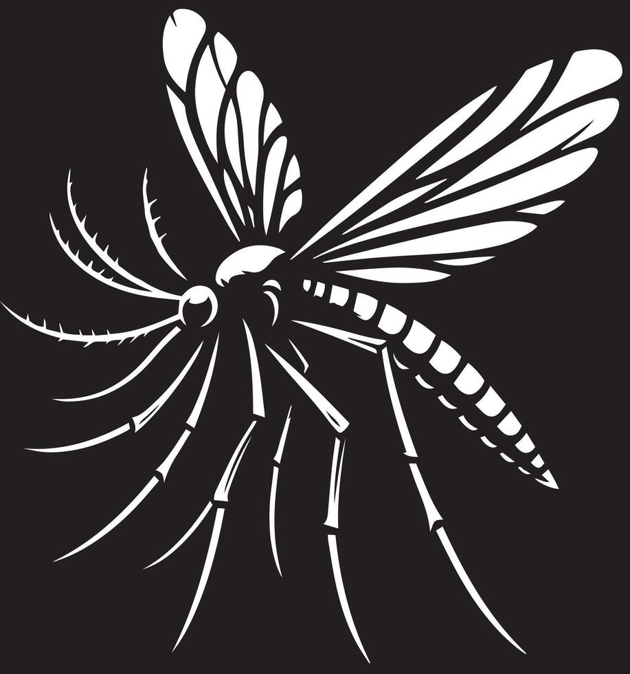 Mosquito illustration on black background vector