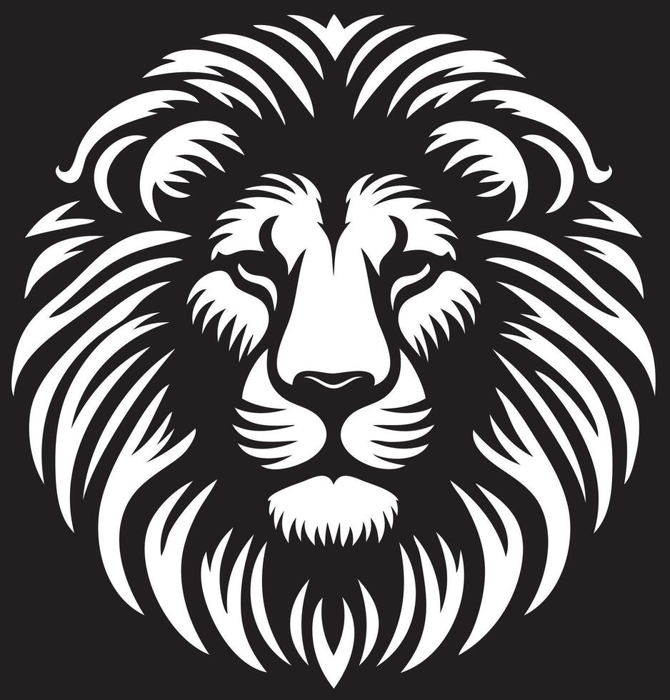 Lion head on black background vector
