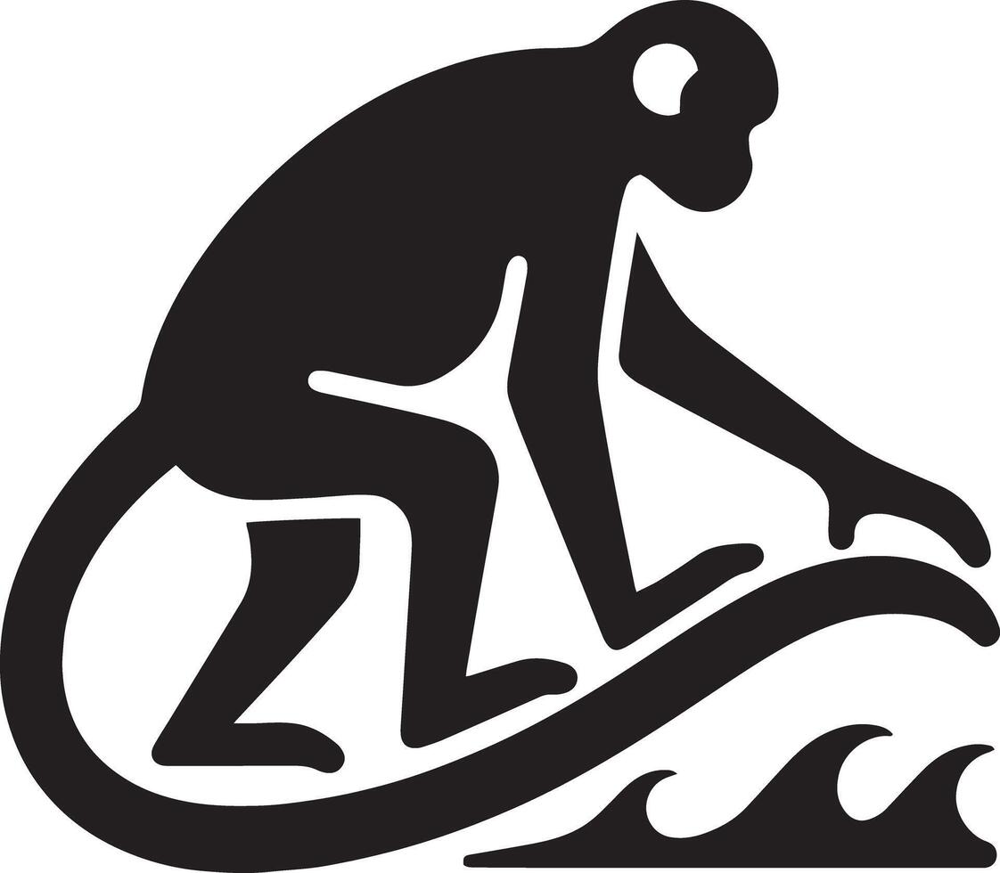 A monkey riding a surfboard vector