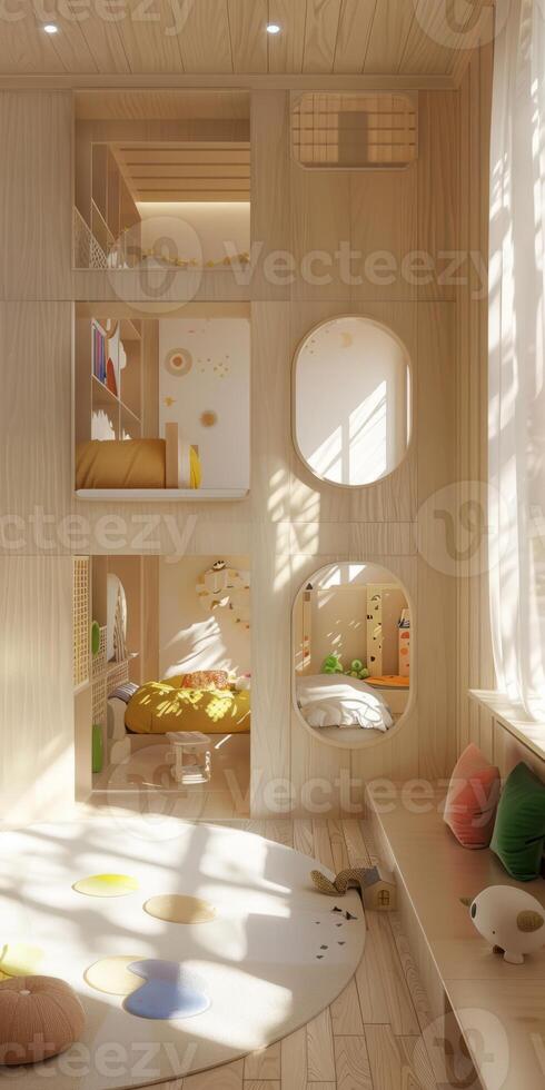 Children's room with open, empty areas. photo