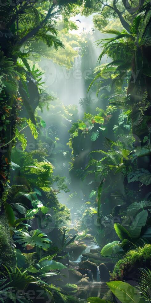 Conceptual rainforest with imaginative design. photo