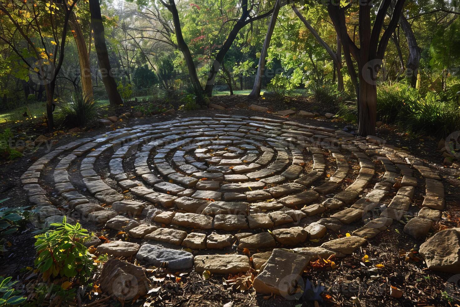 Fusion of a therapist's guidance and a winding path, evoking progress. photo