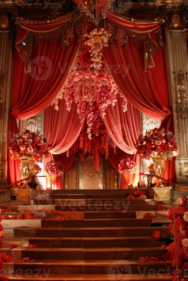Lavish decorations embellishing an award podium photo