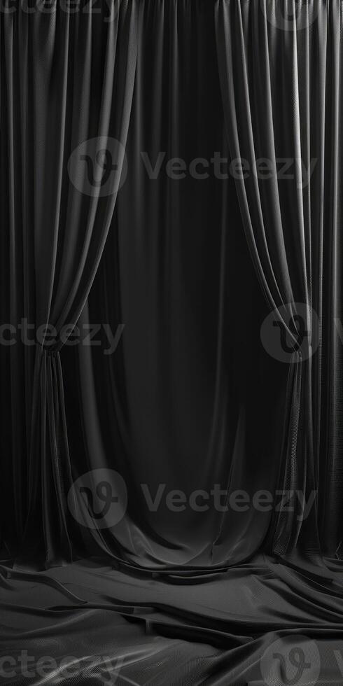 Elegant Black Curtain Backdrop with Luxurious Drapes photo