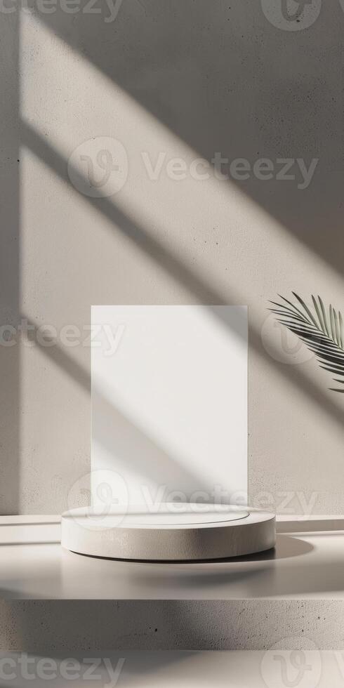 Clean and modern design of a podium with space for personalized branding or messaging. photo