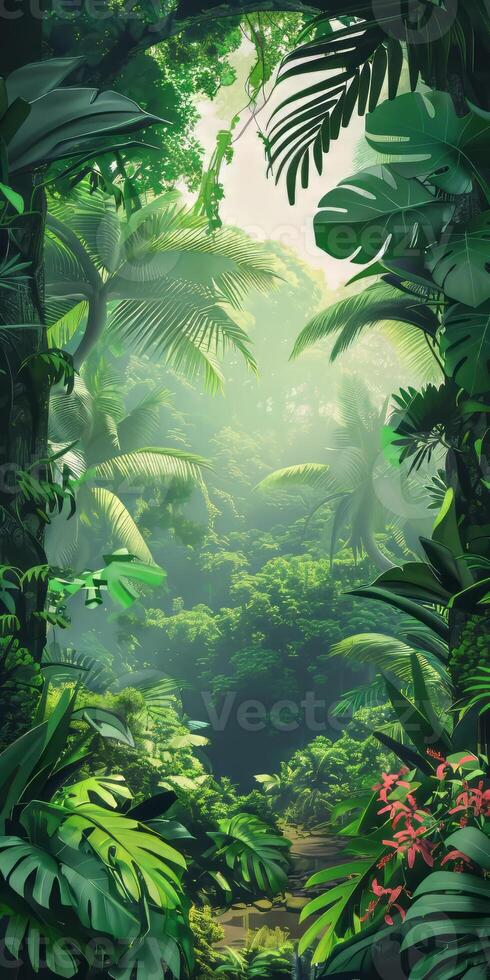 Tropical forest with empty space. photo
