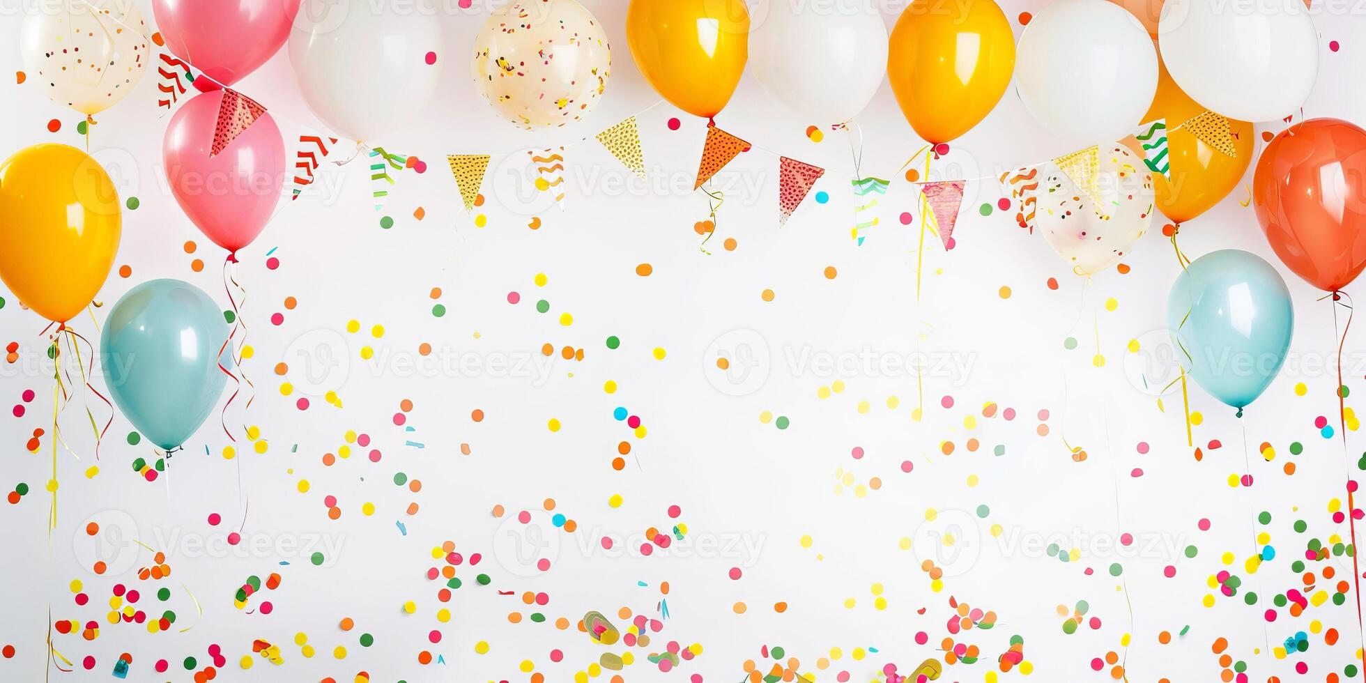 A colorful background with many balloons and confetti photo