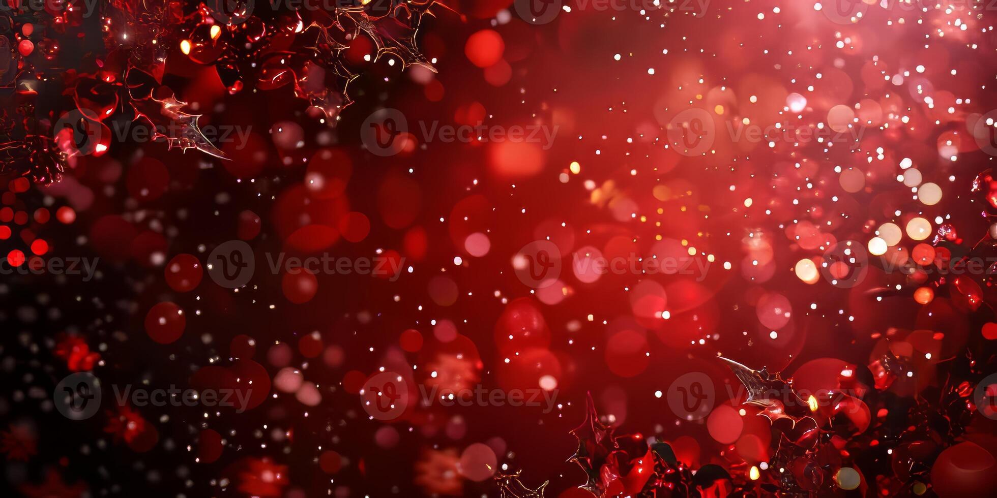 Festive Red and Gold Bokeh Background with Sparkling Lights photo