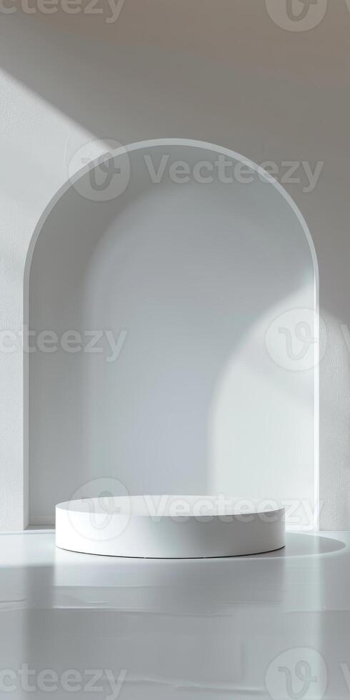 Clean and modern design of a podium with space for personalized branding or messaging. photo