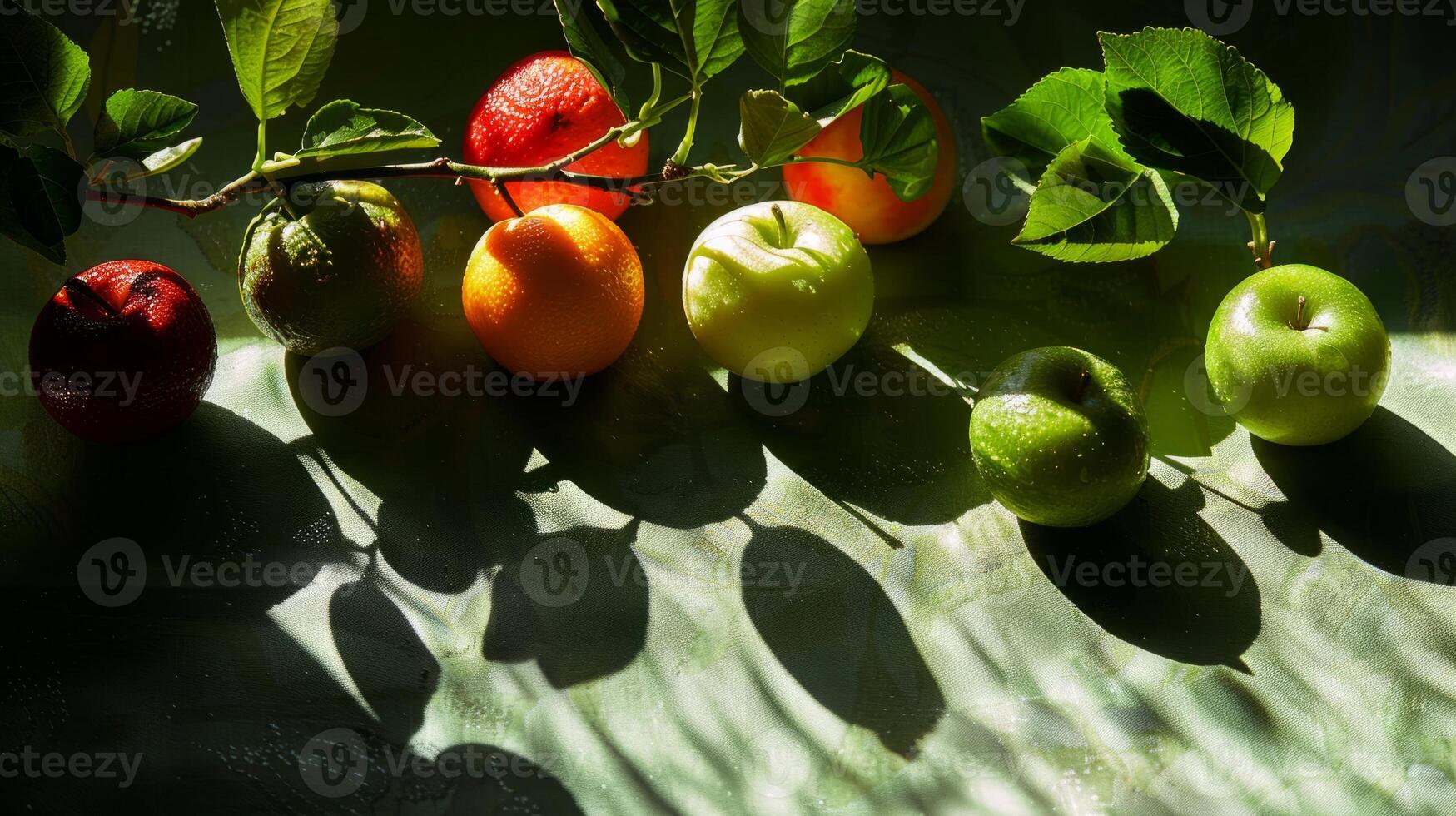Elegant silhouette of fresh spring fruits photo