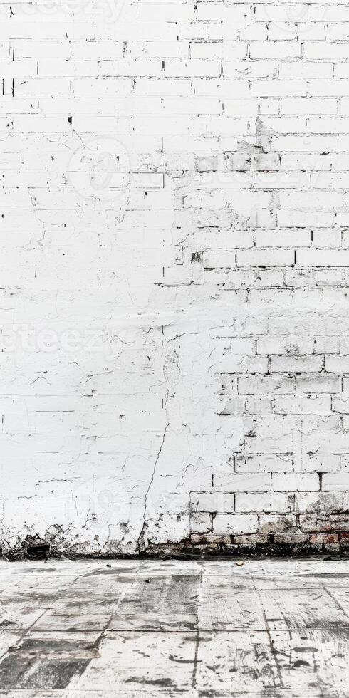 Minimalist white wall backdrop providing a simple and clean background. photo