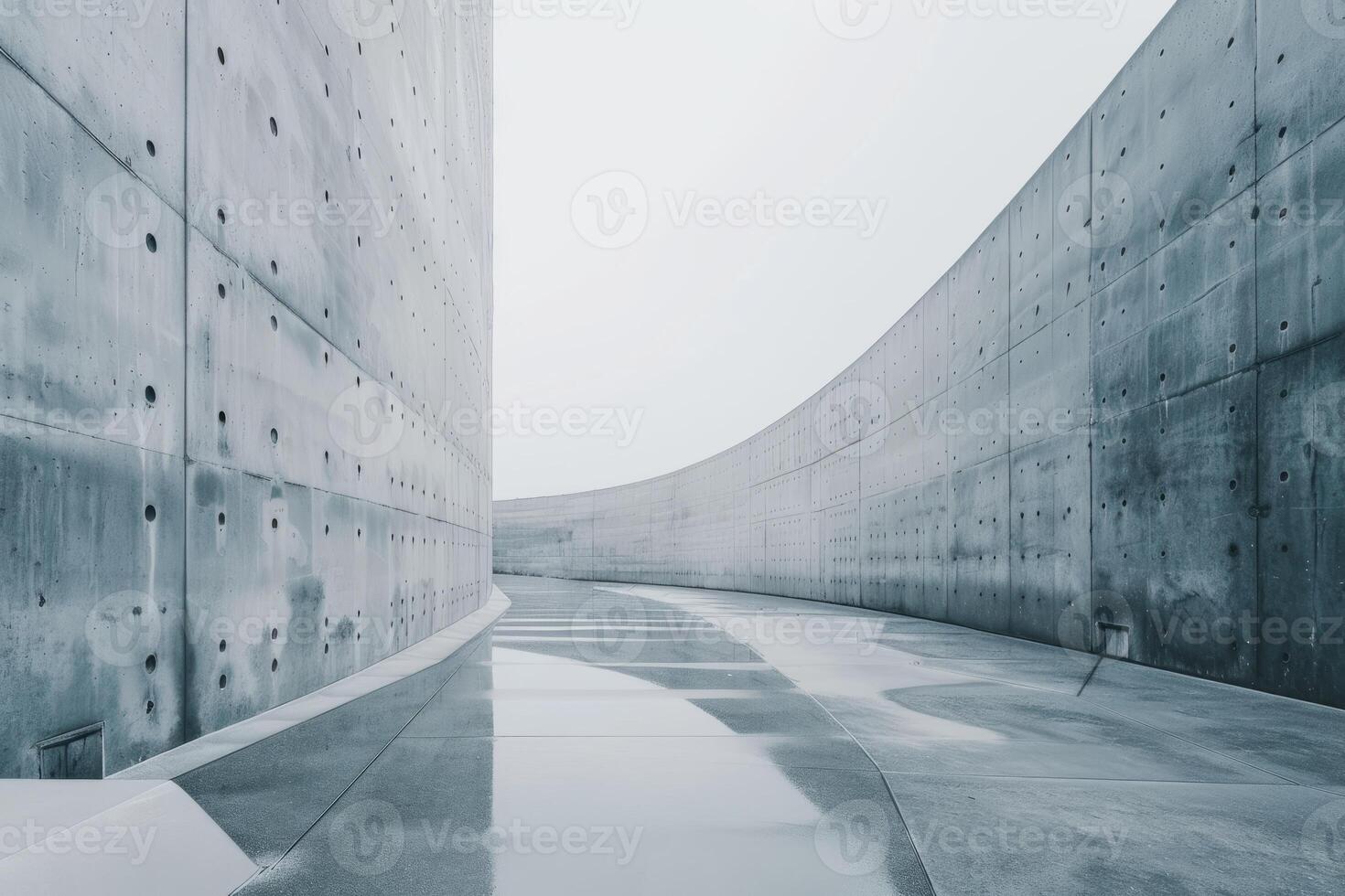 Modern Architectural Concrete Pathway with Minimalist Design and Smooth Curves photo