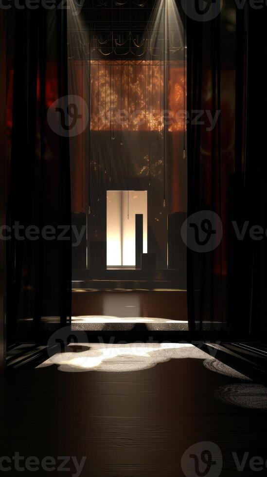 Dramatic Stage Lighting with Abstract Shadows and Modern Design Elements photo