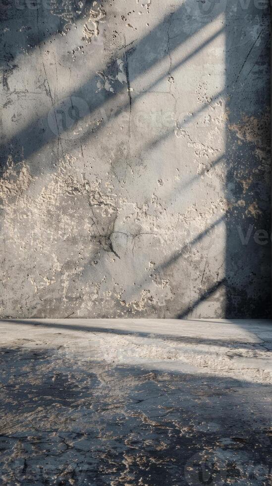Sunlit Concrete Wall with Textured Surface and Shadows photo
