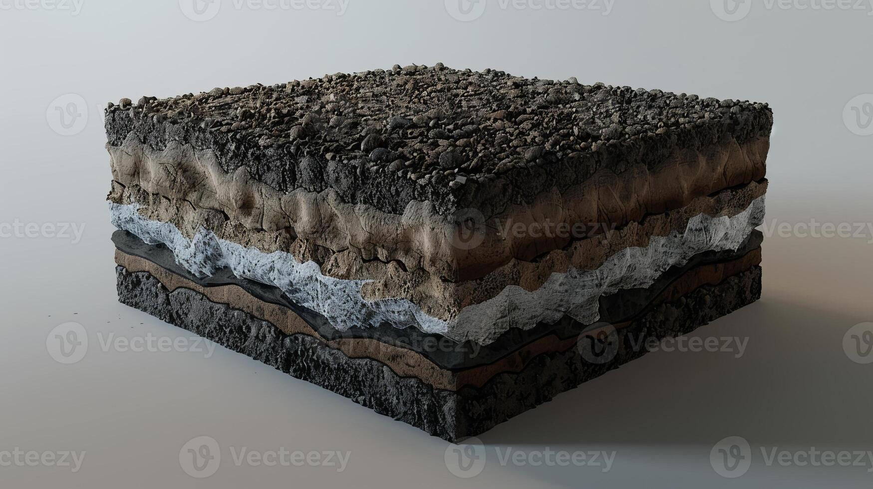 Cross-Section of Soil Layers Showing Different Geological Strata photo