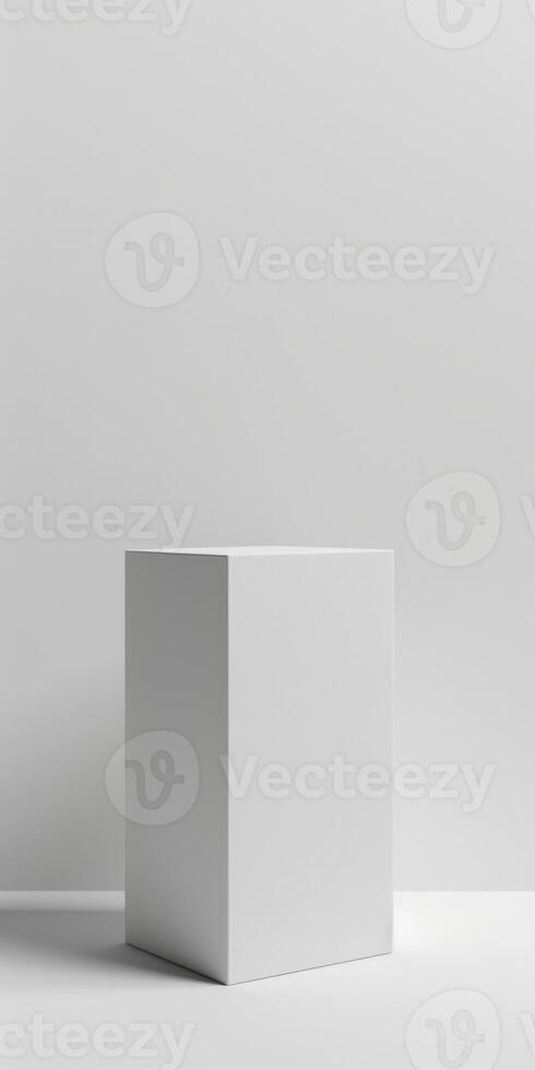 Minimalist White Pedestal Against a Clean Background in a Modern Studio Setting photo