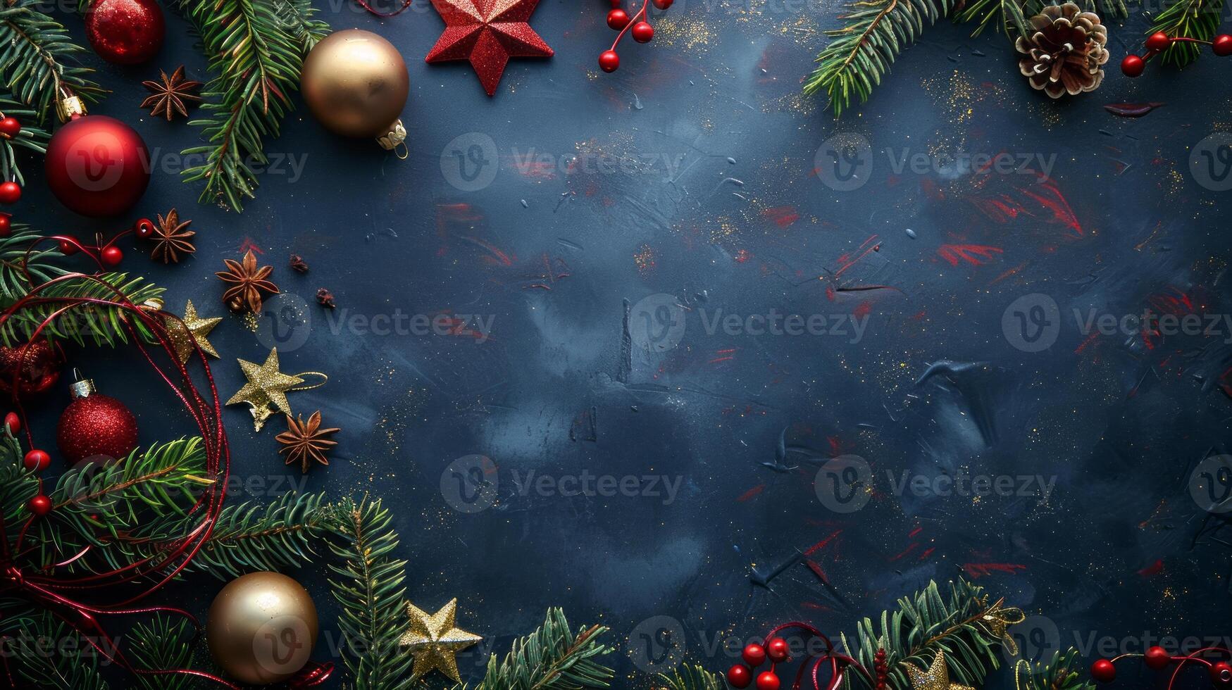 Festive Christmas Background with Decorations photo