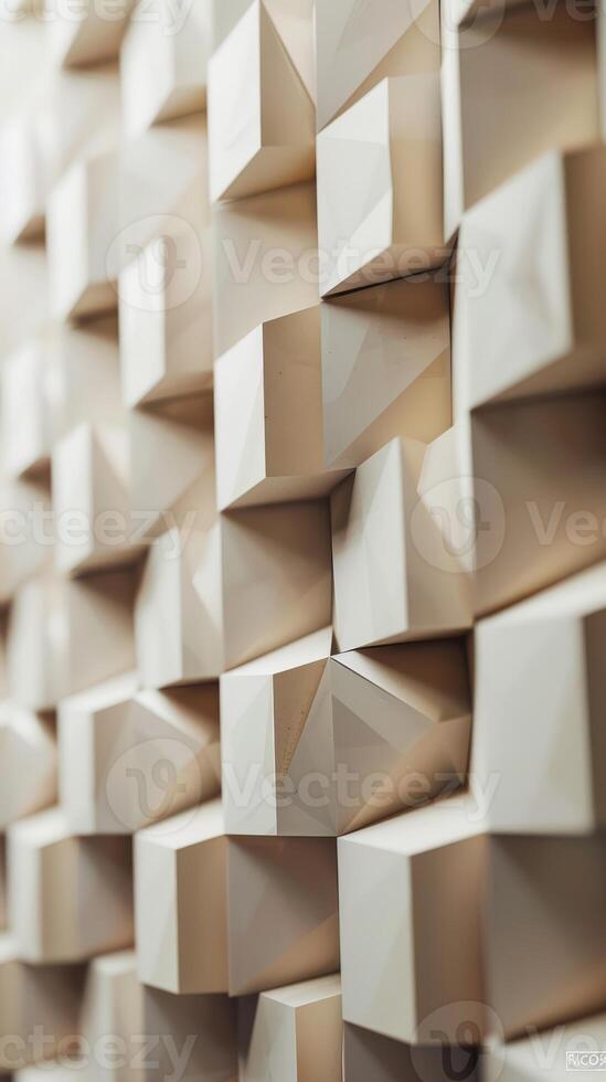 Abstract Geometric 3D Pattern with Beige Cubes and Shadows photo