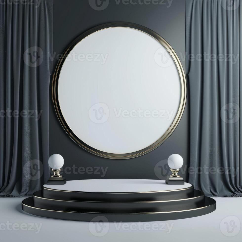 Professional image highlighting the elegance of an award podium against a blank backdrop photo