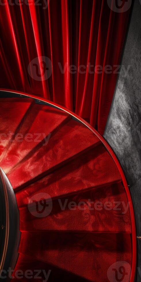 Top-down perspective capturing the elegance and sophistication of an award podium with copy space. photo