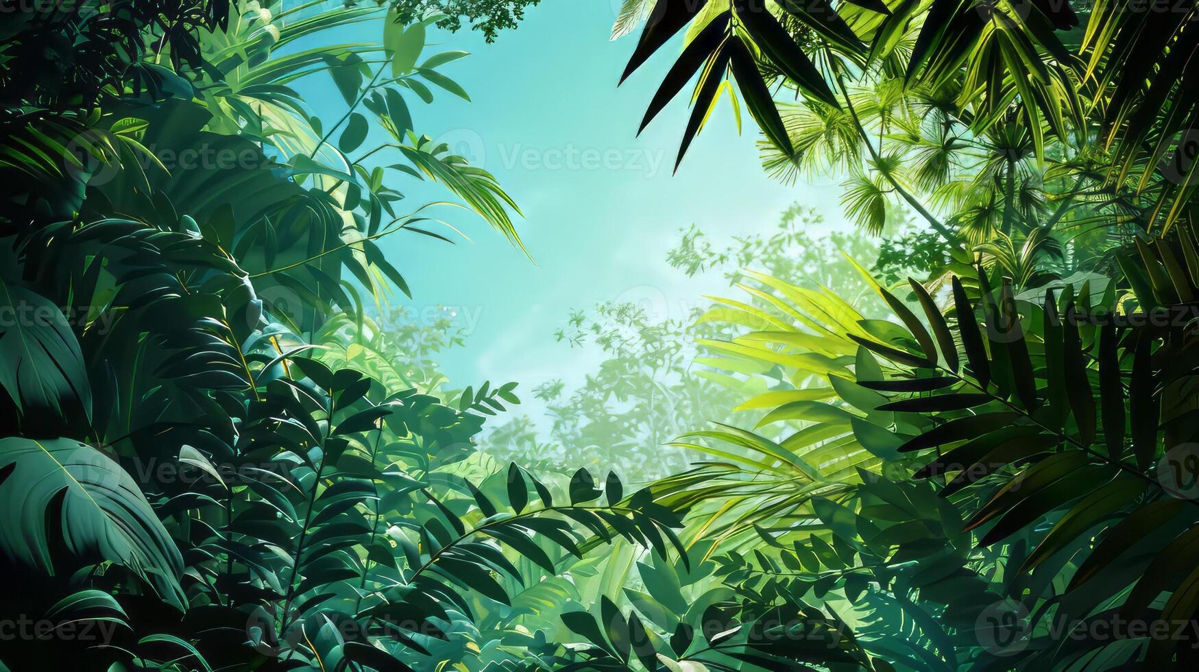 Jungle foliage and empty sky. photo