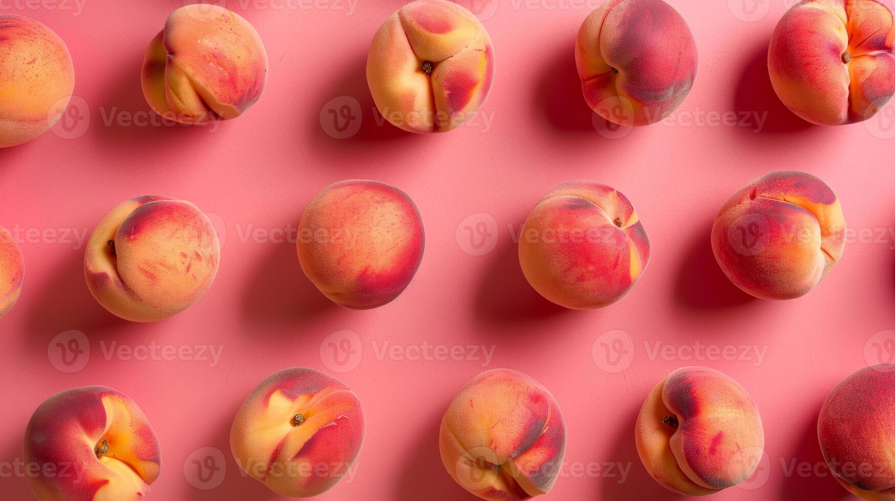 Minimalist composition of ripe peaches arranged in a circular pattern photo