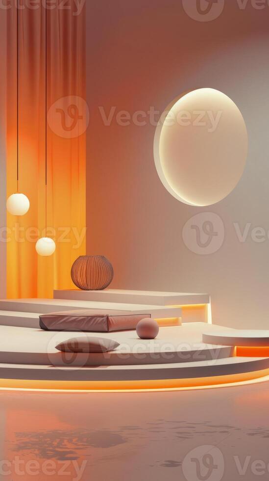 Modern Minimalist Interior Design with Warm Lighting photo