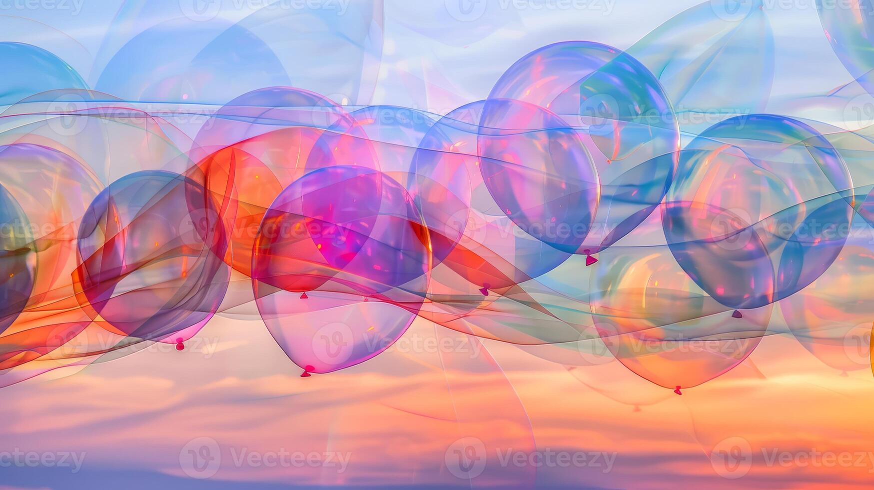 Abstract double exposure featuring balloons blended with flowing patterns photo