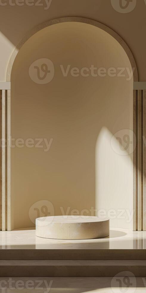 Clean and elegant design of an award podium against a neutral background photo