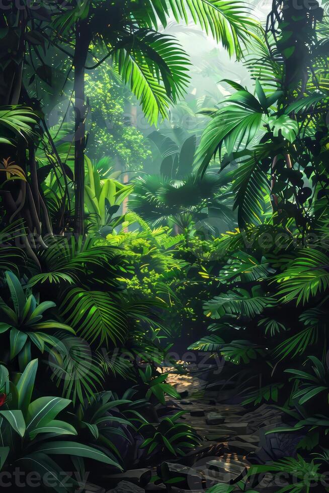 Artistic interpretation of dense jungle. photo