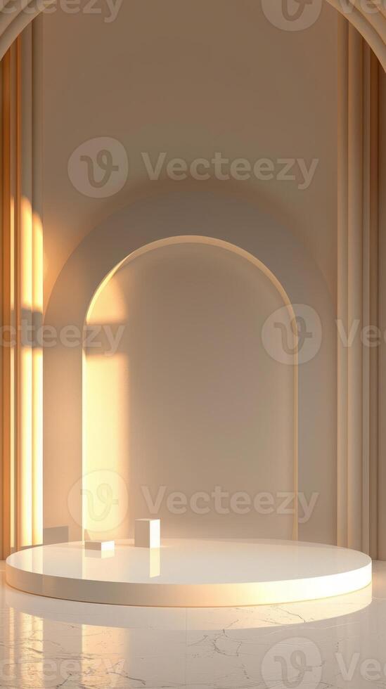 Contemporary display stage design with a spacious copy space background photo