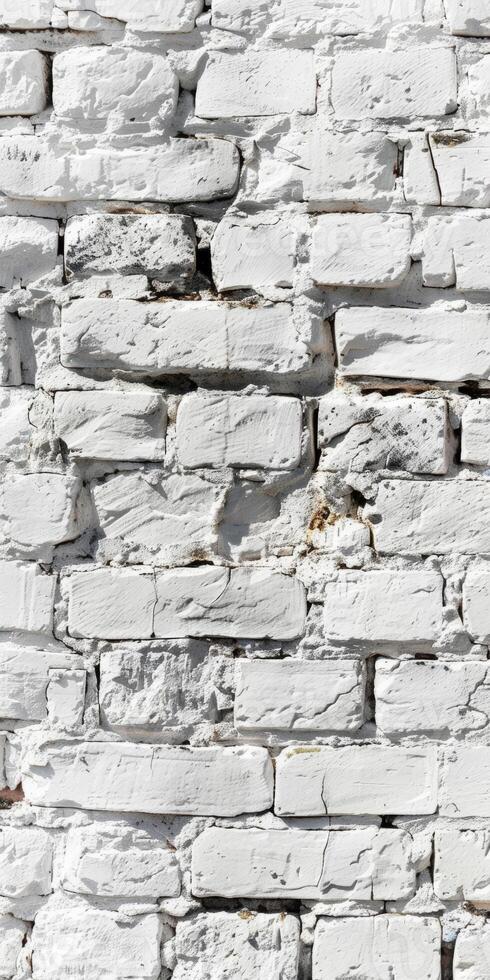 Textured White Brick Wall Background with Natural Light and Shadow Patterns photo
