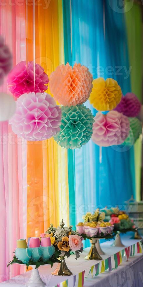 Basic party decor arranged against a simple yet impactful backdrop. photo