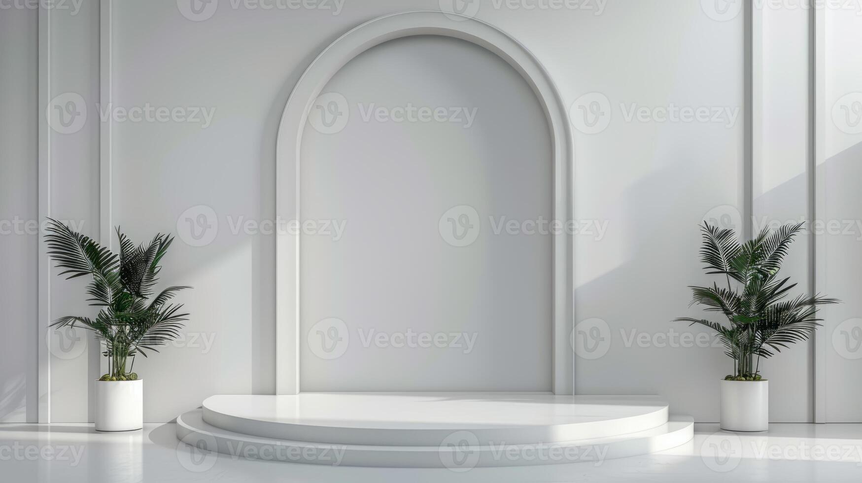 Creative display stage layout with an unobtrusive background photo