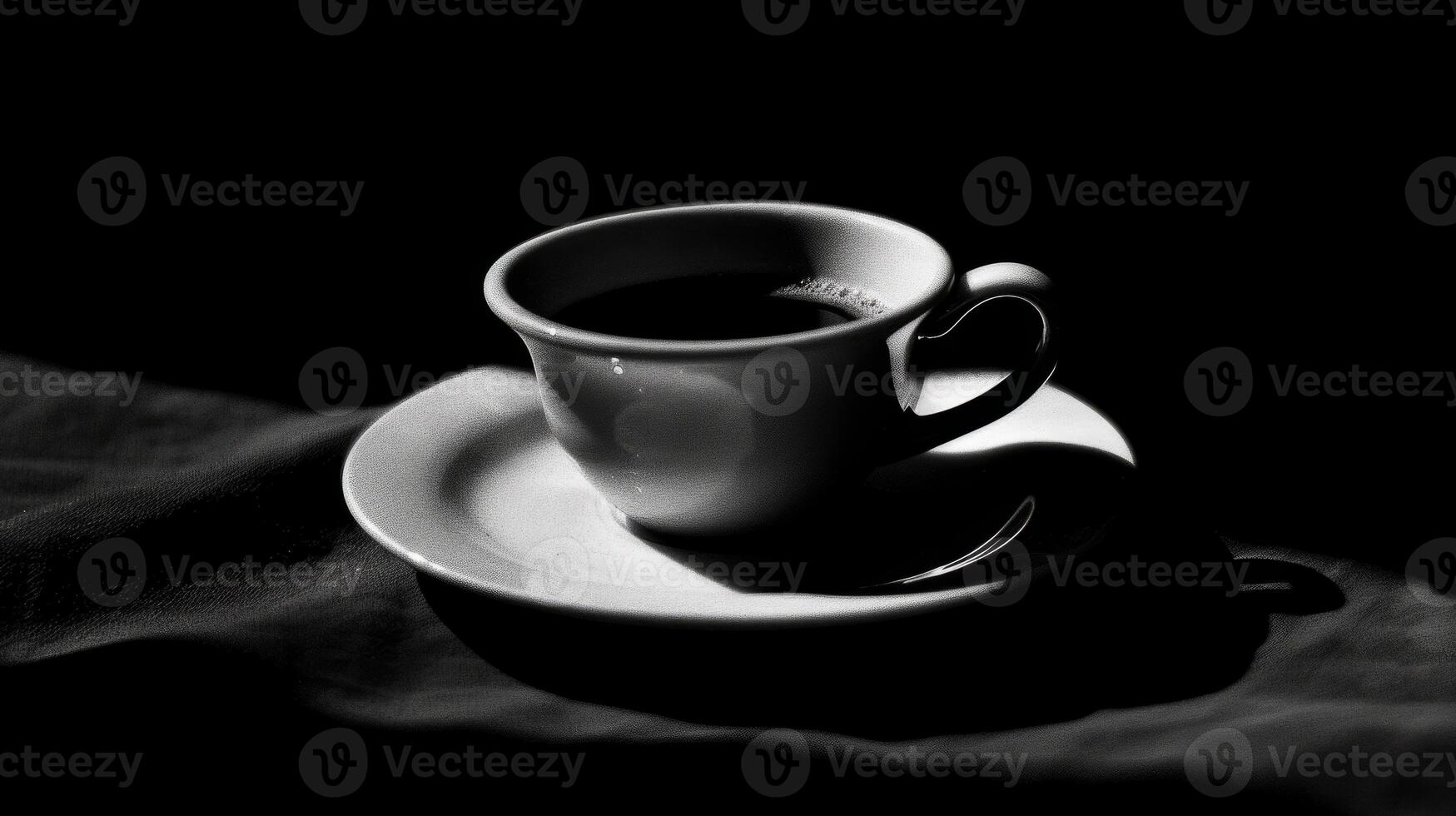Zen-like simplicity captured in a cup of black coffee on a saucer photo