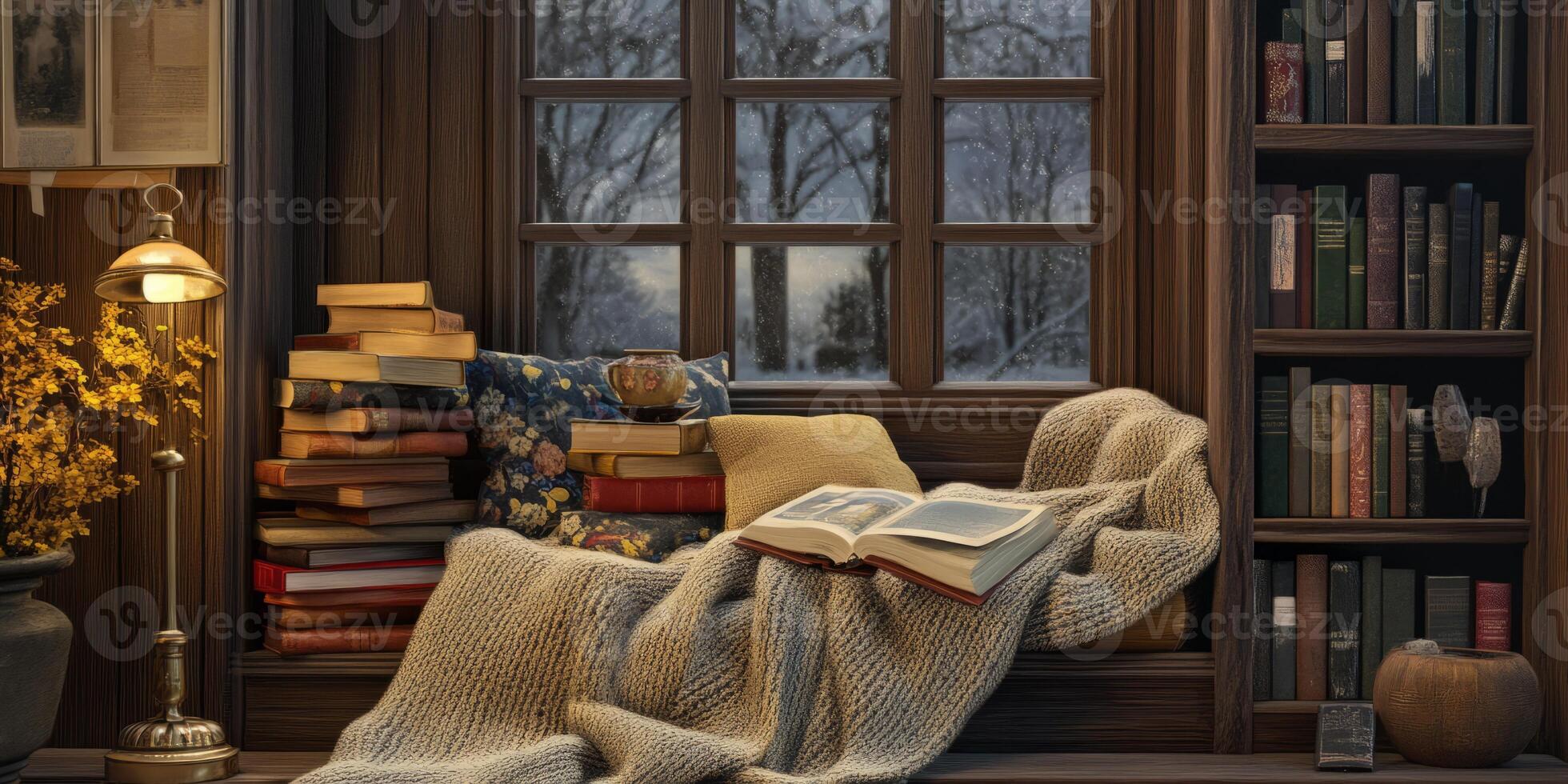 A bookcase with a book on it photo