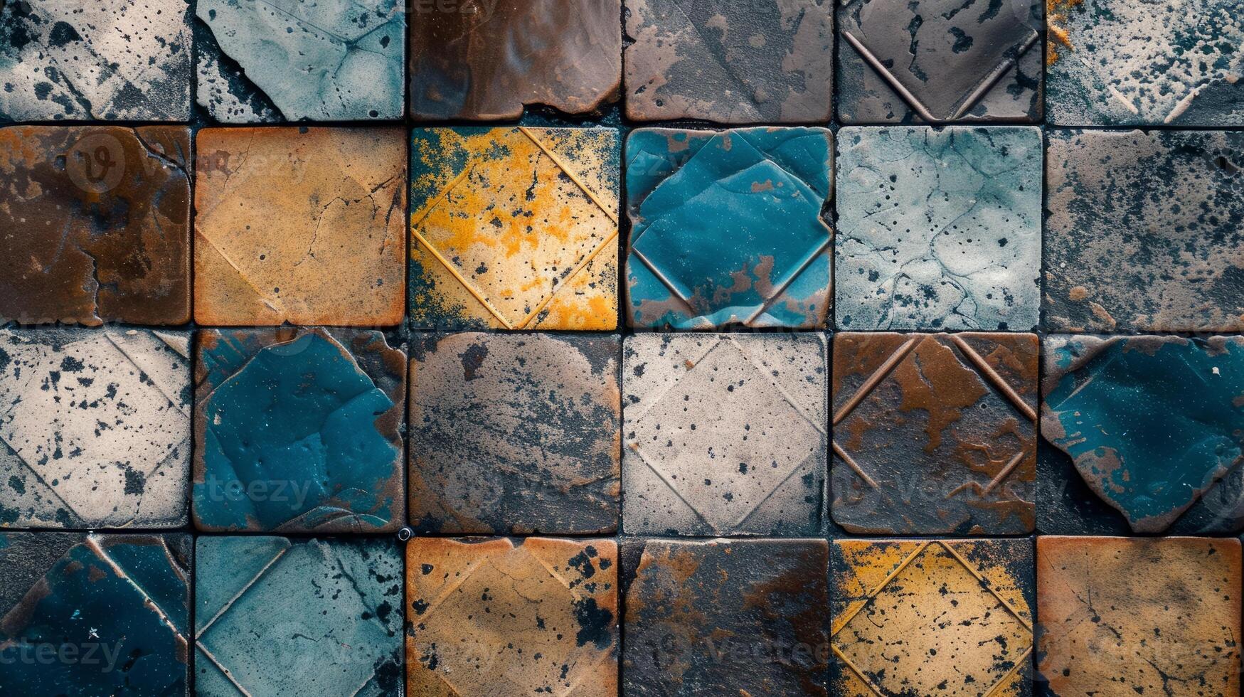 Patterned poster design featuring tile texture backgrounds photo
