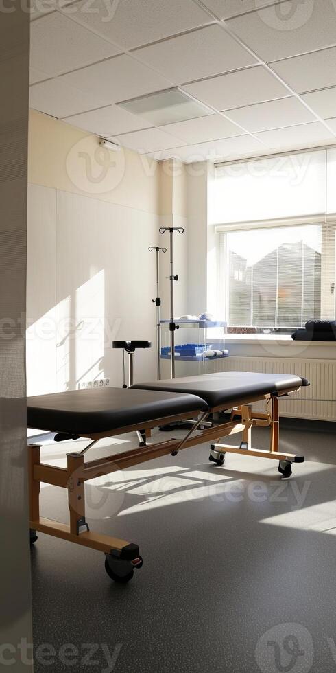 Uncluttered area in a physiotherapy session suitable for adding text. photo