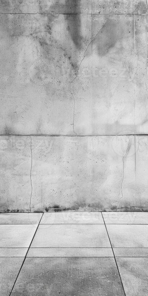 Minimalist Concrete Wall with Subtle Cracks and Textured Surface in Black and White Urban Setting photo