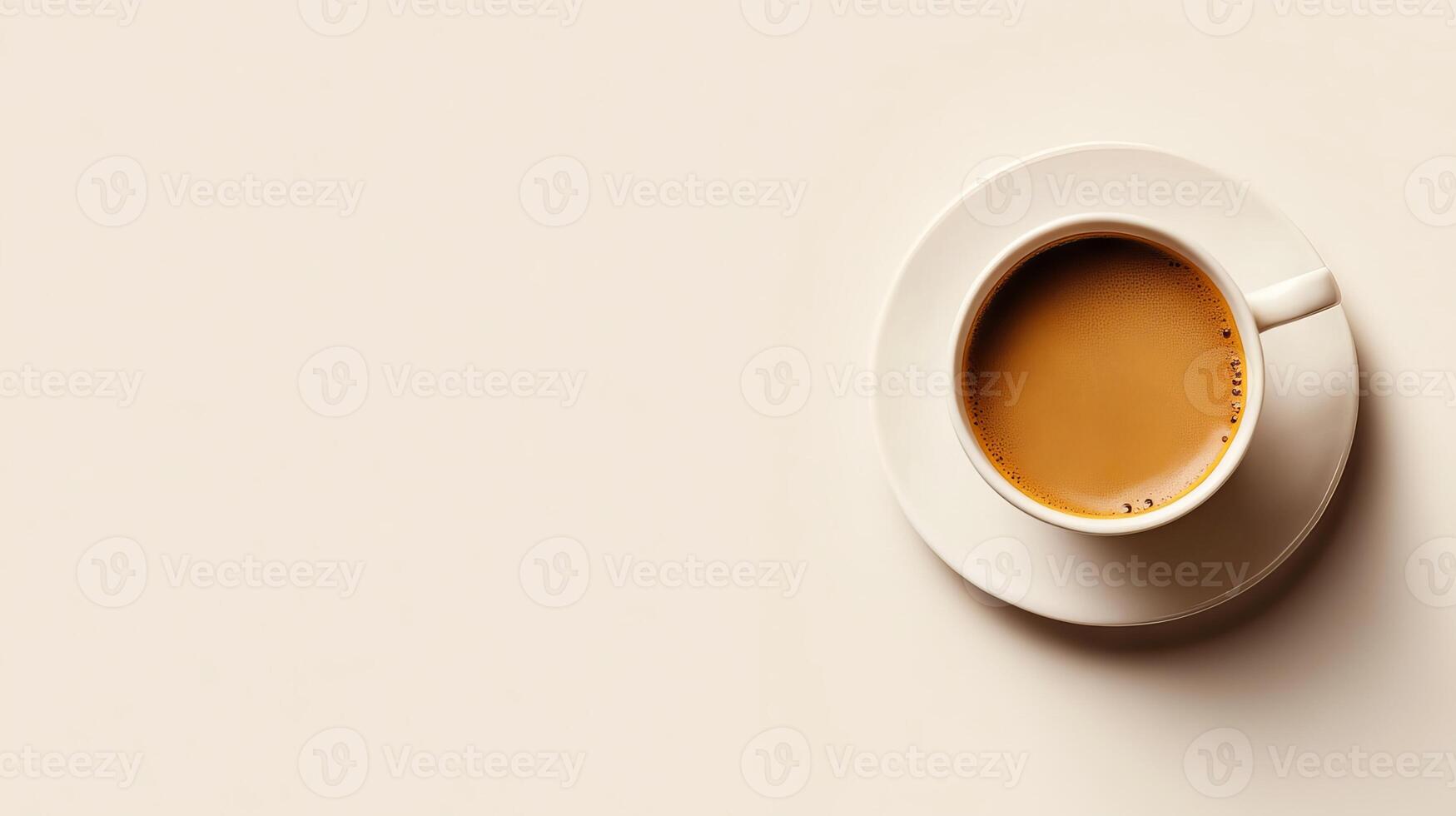 Minimalist Overhead View of a Coffee Cup on a Neutral Background photo
