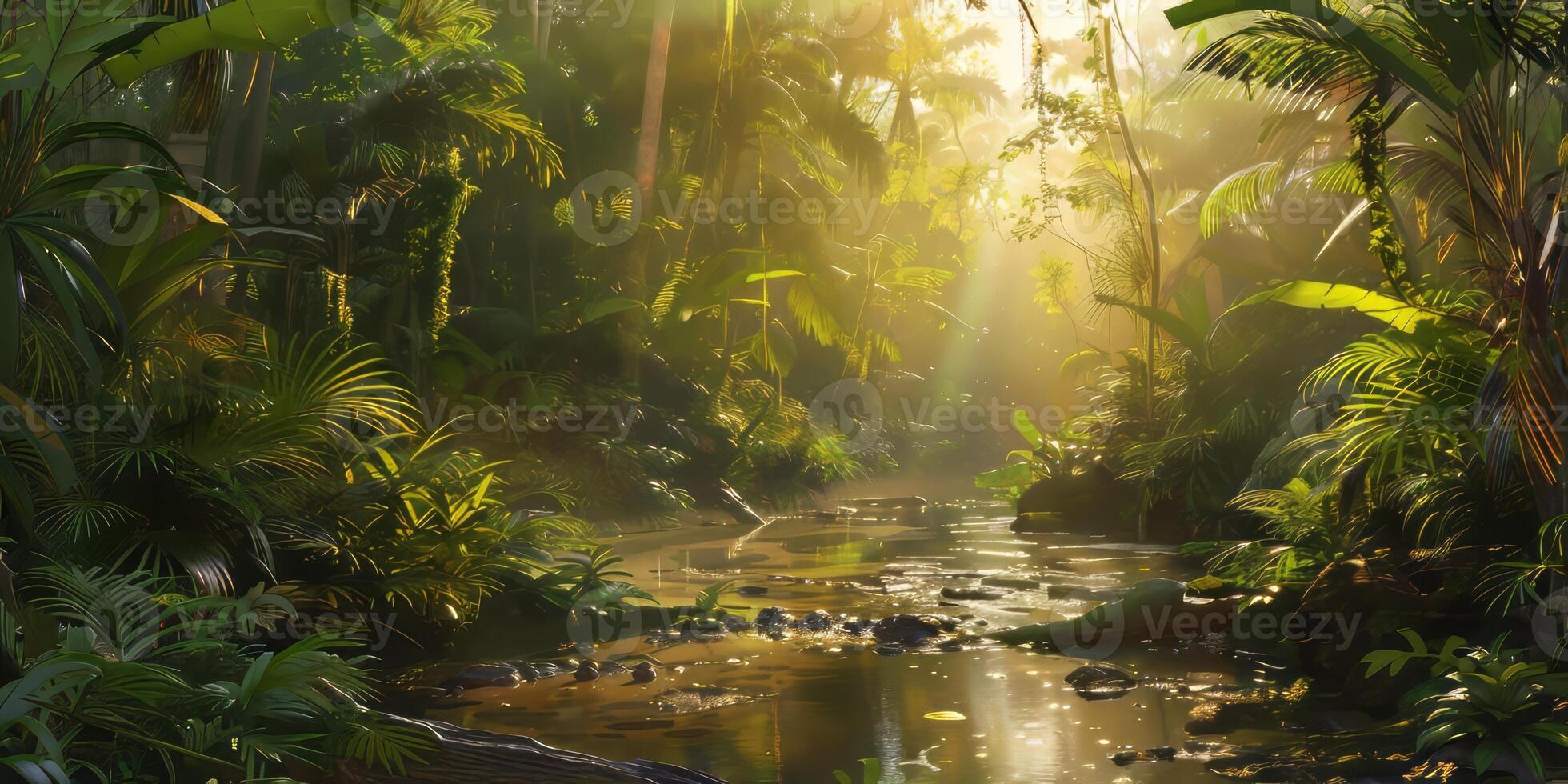 Conceptual rainforest scene with artistic flair. photo