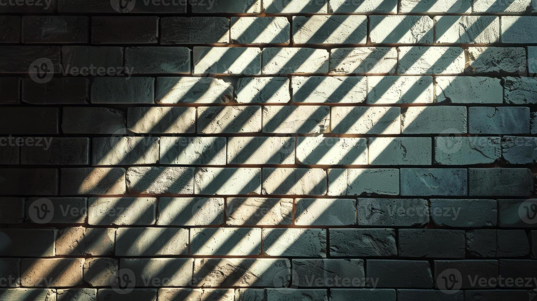 Sunlight Casting Diagonal Shadows on a Textured Brick Wall Creating a Dramatic and Artistic Pattern photo