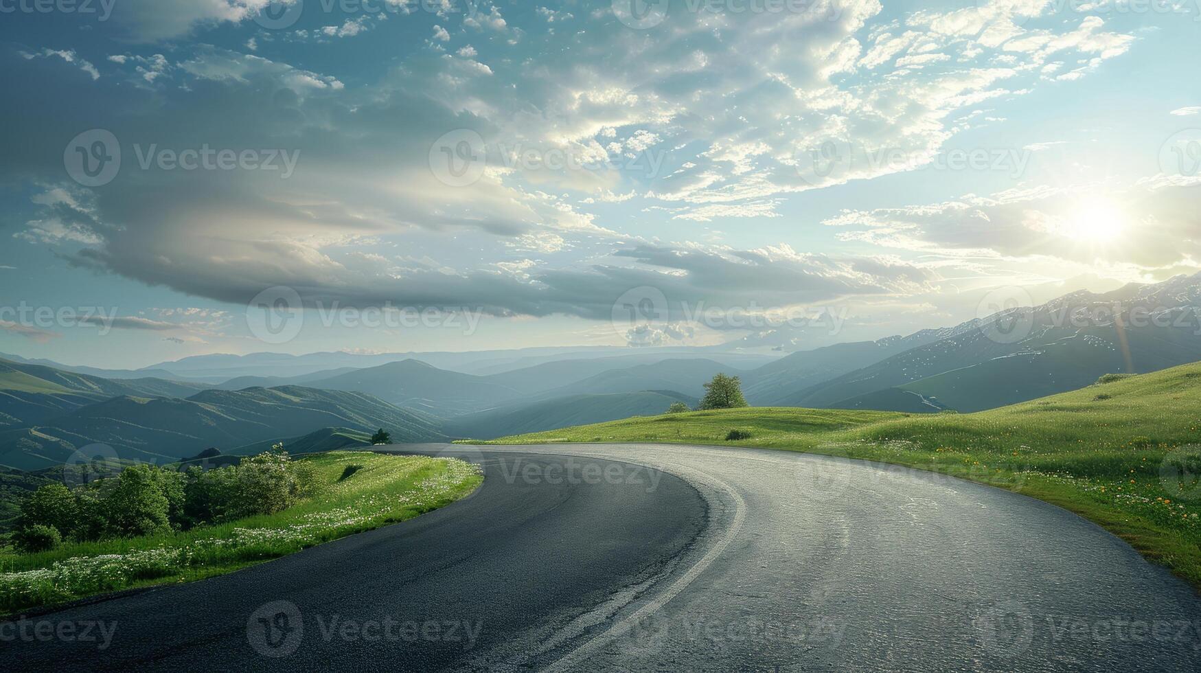 Empty space above a winding road, perfect for text or design elements photo