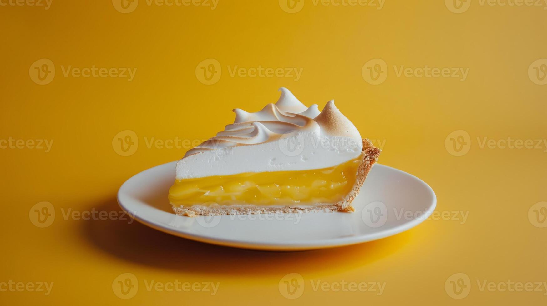 Minimalist dessert concept featuring a single slice of lemon meringue pie photo