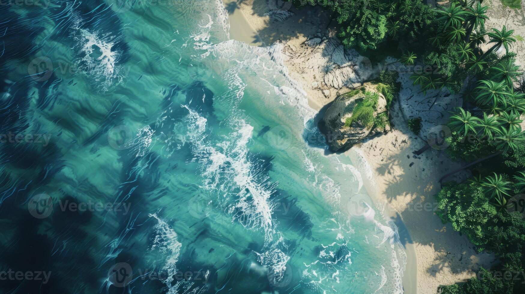 Top down shot of a pristine coastline perfect for a relaxing holiday photo