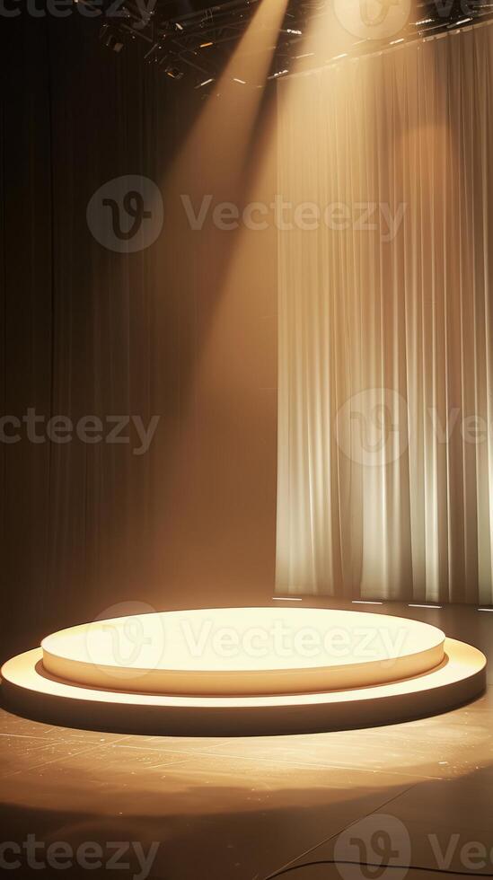 Elegant Empty Stage with Dramatic Lighting and Curtains photo
