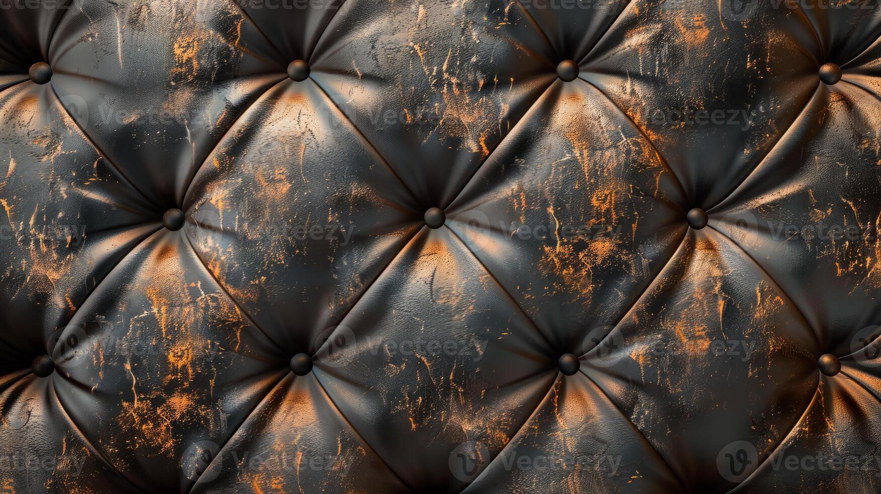 A black leather couch with a worn and tattered appearance photo